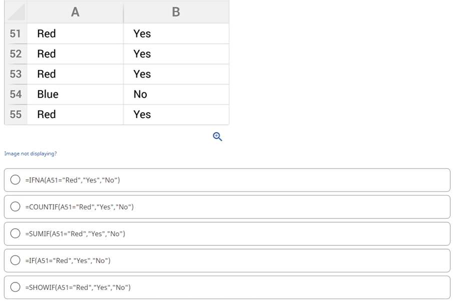 based on the values in cells a51 a55